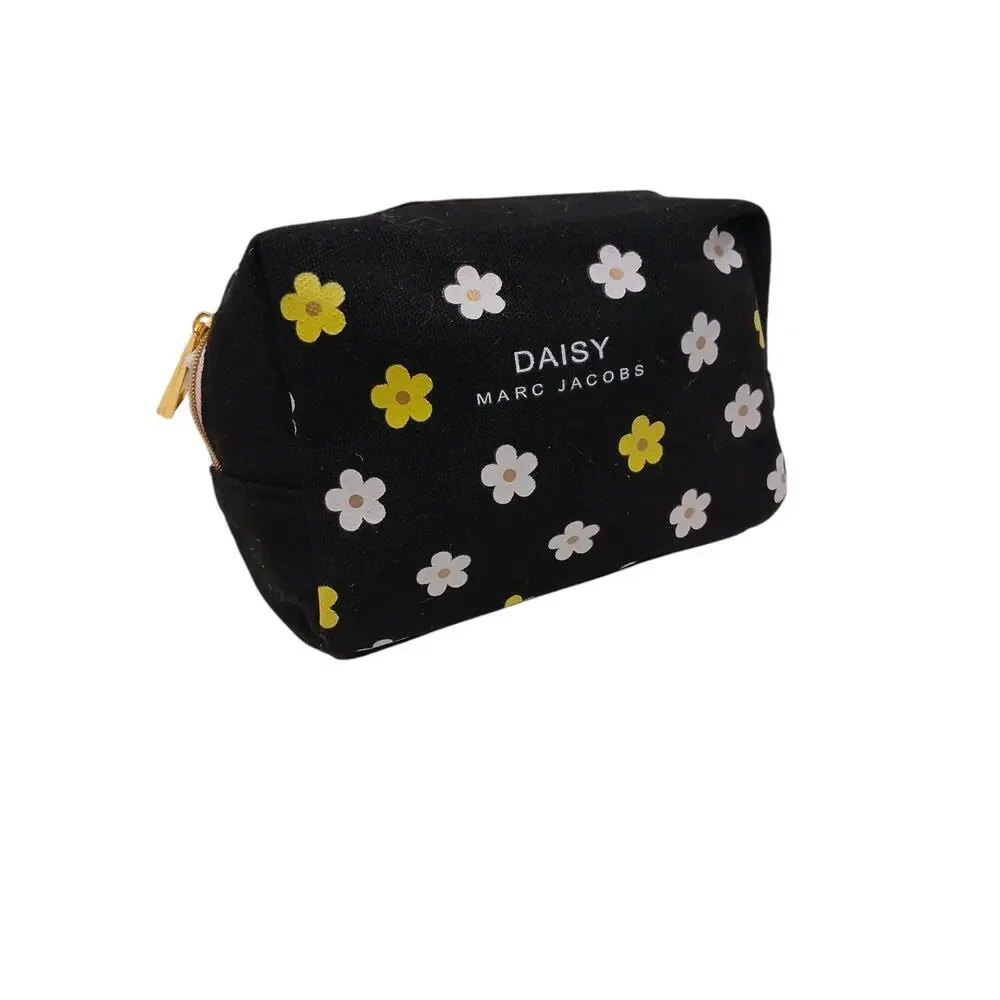 Marc Jacobs Daisy Black Makeup Cosmetics Bag Pouch Flowers Designer Canvas‎